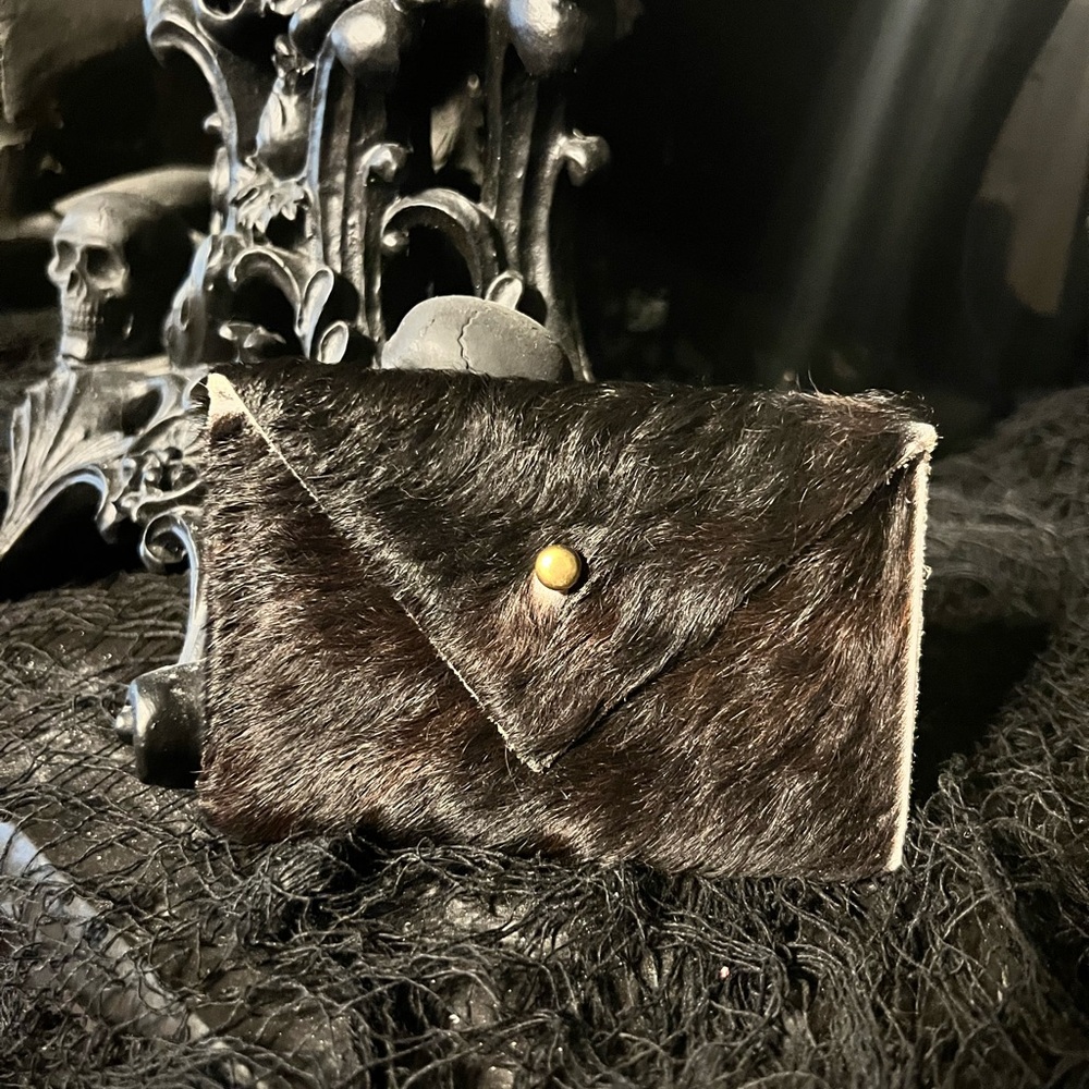 Goth Cowboy Cowhide Leather Wallet / Card Holder